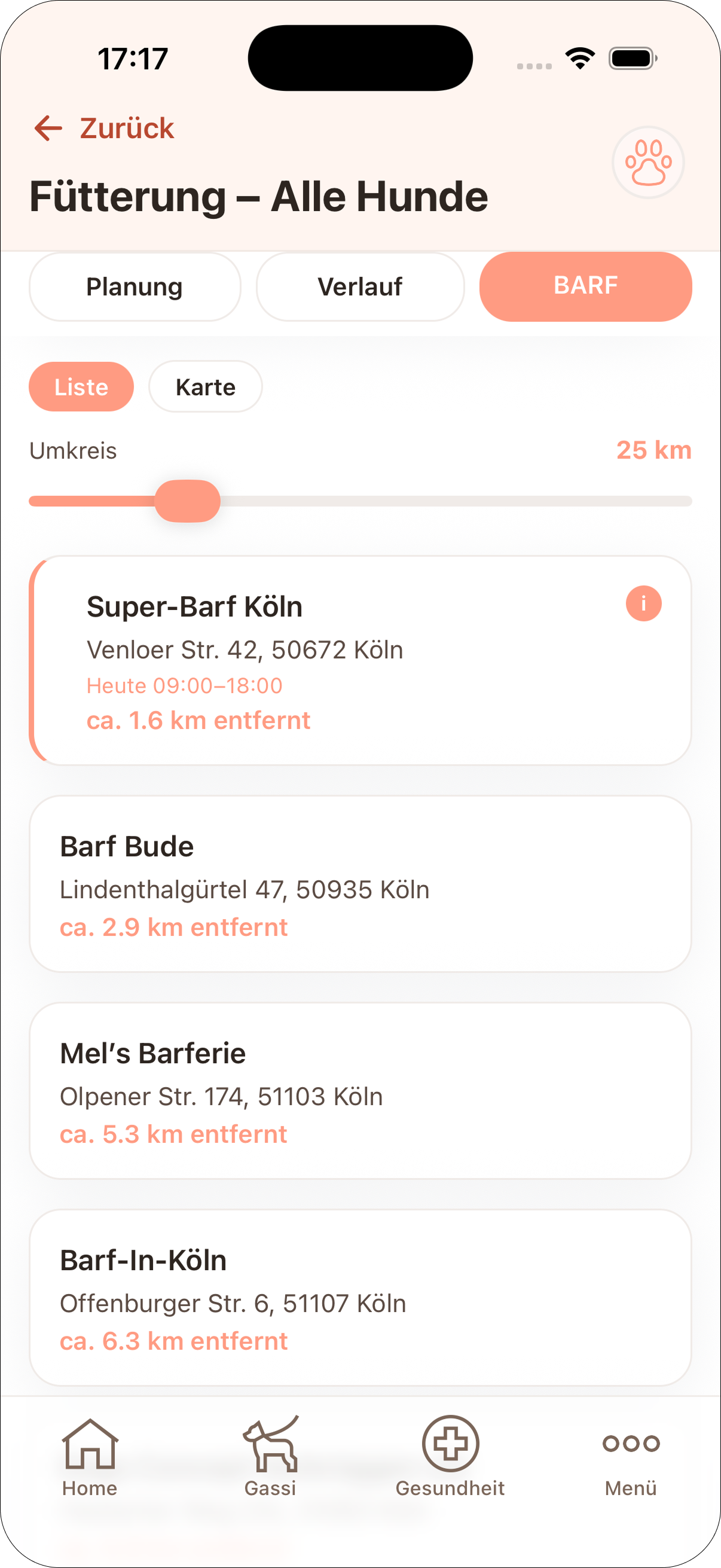 BARF-Shop-Suche in MeinSchnuff