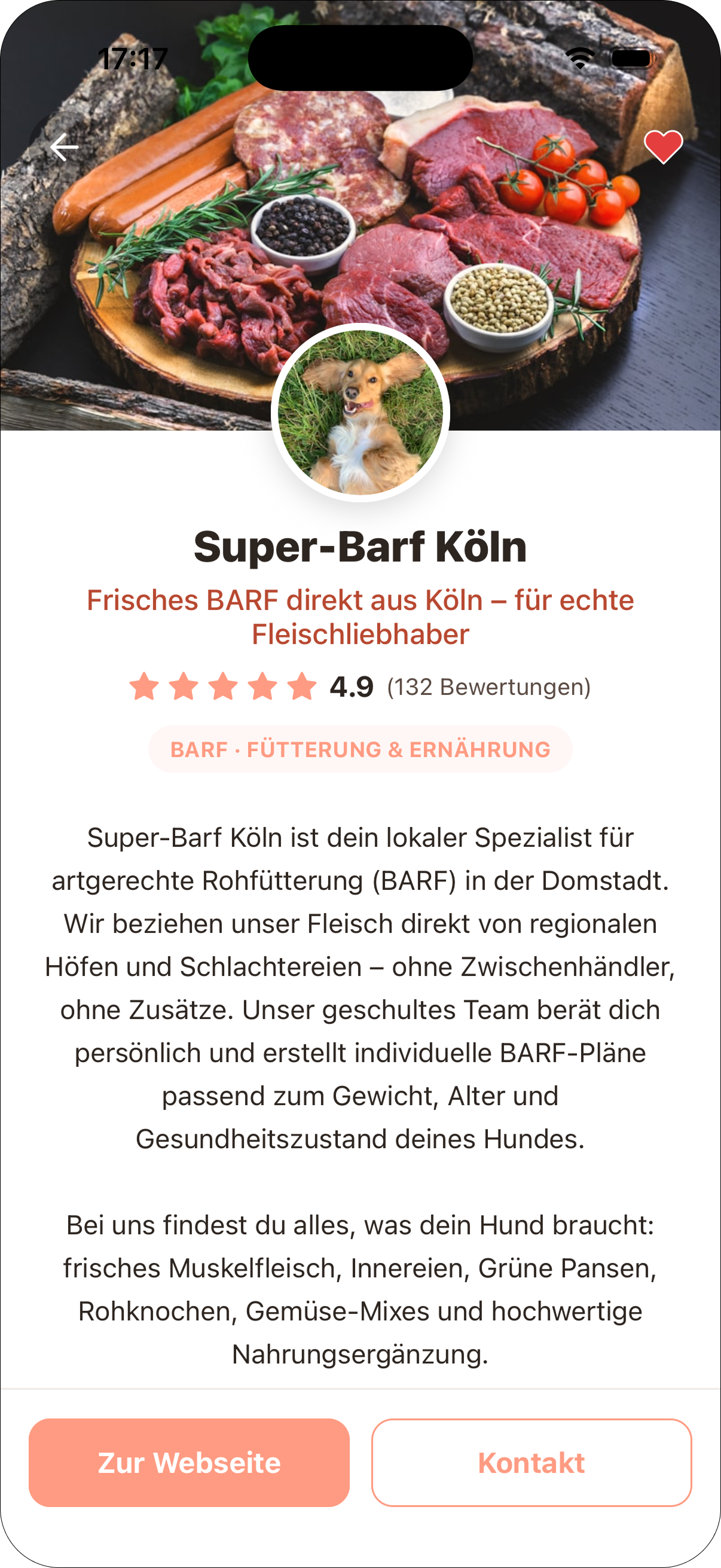 Detailseite des Händlerprofils in MeinSchnuff